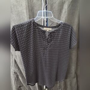 LOFT Black and White Dotted Blouse